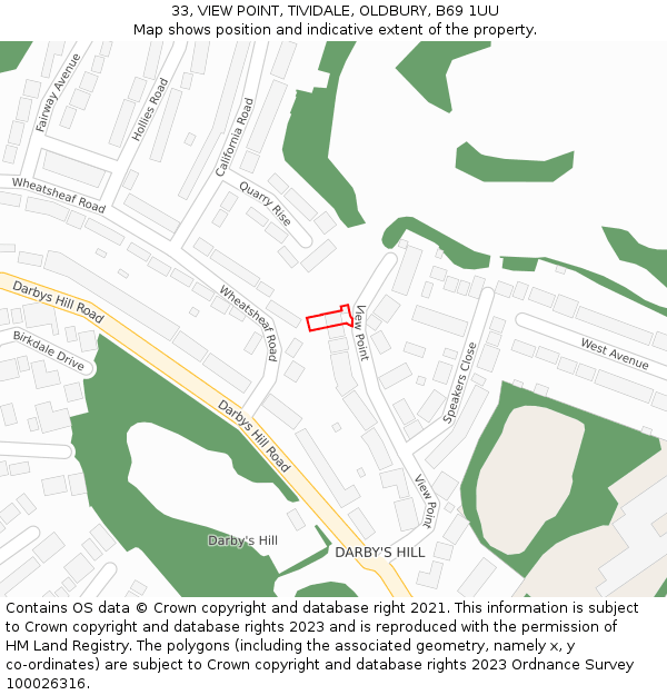 33, VIEW POINT, TIVIDALE, OLDBURY, B69 1UU: Location map and indicative extent of plot
