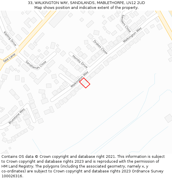 33, WALKINGTON WAY, SANDILANDS, MABLETHORPE, LN12 2UD: Location map and indicative extent of plot