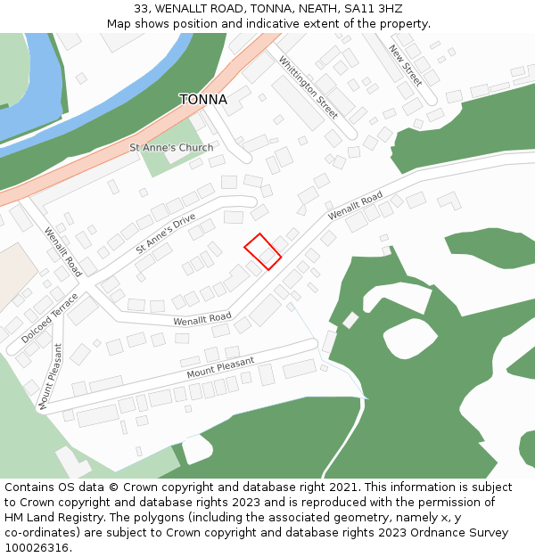 33, WENALLT ROAD, TONNA, NEATH, SA11 3HZ: Location map and indicative extent of plot