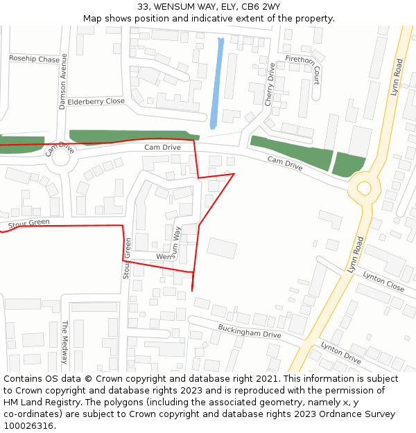 33, WENSUM WAY, ELY, CB6 2WY: Location map and indicative extent of plot