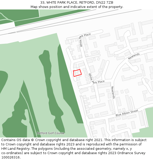 33, WHITE PARK PLACE, RETFORD, DN22 7ZB: Location map and indicative extent of plot