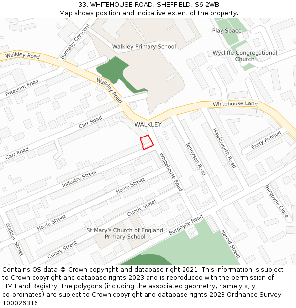 33, WHITEHOUSE ROAD, SHEFFIELD, S6 2WB: Location map and indicative extent of plot