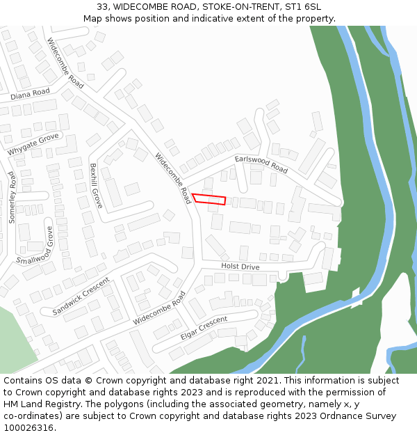 33, WIDECOMBE ROAD, STOKE-ON-TRENT, ST1 6SL: Location map and indicative extent of plot