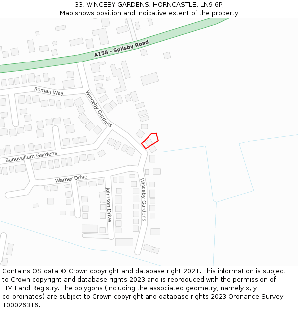 33, WINCEBY GARDENS, HORNCASTLE, LN9 6PJ: Location map and indicative extent of plot