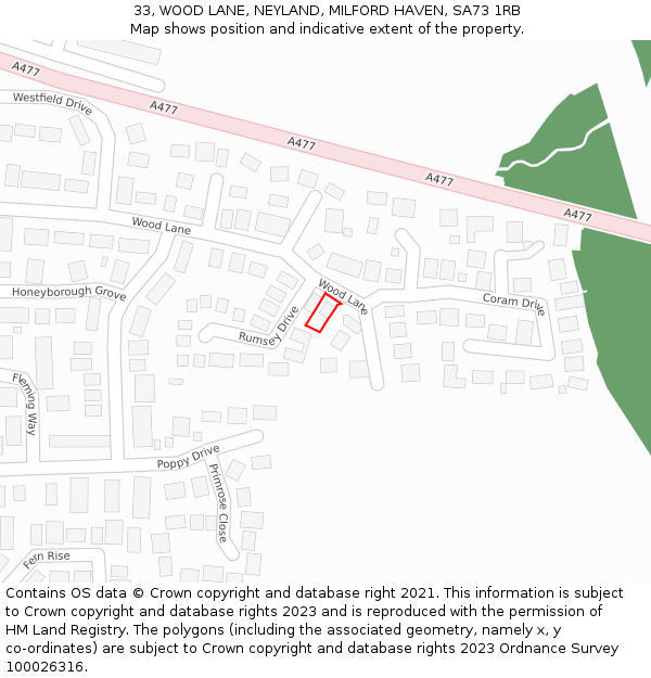 33, WOOD LANE, NEYLAND, MILFORD HAVEN, SA73 1RB: Location map and indicative extent of plot