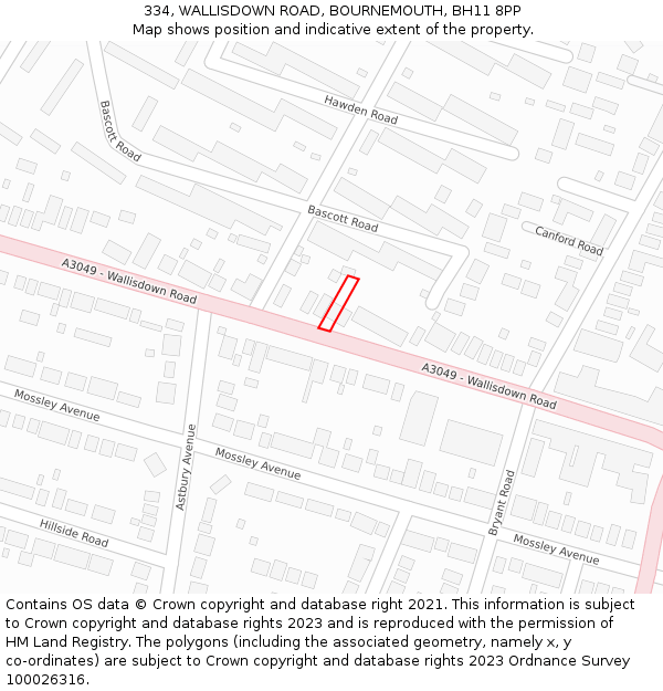 334, WALLISDOWN ROAD, BOURNEMOUTH, BH11 8PP: Location map and indicative extent of plot