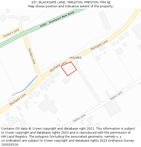 337, BLACKGATE LANE, TARLETON, PRESTON, PR4 6JJ: Location map and indicative extent of plot