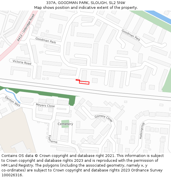 337A, GOODMAN PARK, SLOUGH, SL2 5NW: Location map and indicative extent of plot