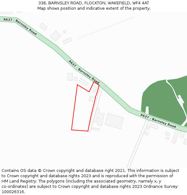 338, BARNSLEY ROAD, FLOCKTON, WAKEFIELD, WF4 4AT: Location map and indicative extent of plot