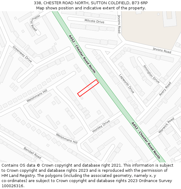 338, CHESTER ROAD NORTH, SUTTON COLDFIELD, B73 6RP: Location map and indicative extent of plot