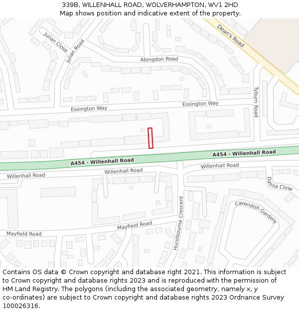 339B, WILLENHALL ROAD, WOLVERHAMPTON, WV1 2HD: Location map and indicative extent of plot