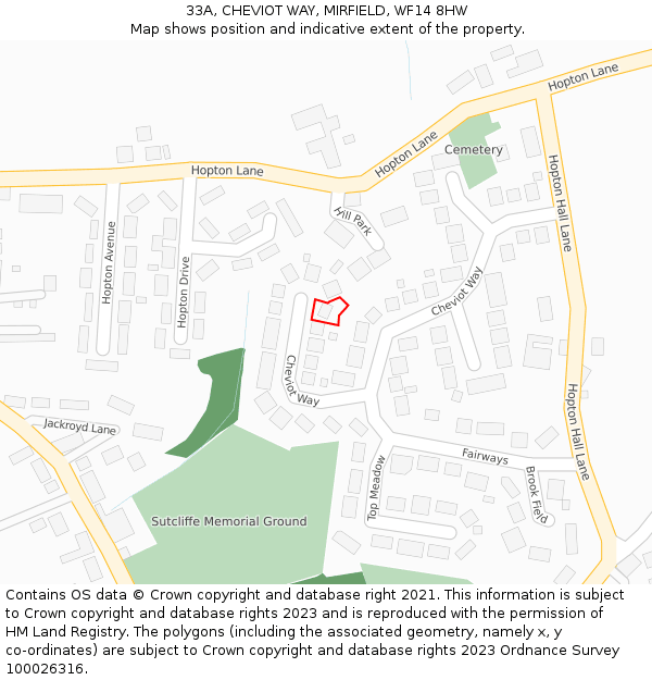 33A, CHEVIOT WAY, MIRFIELD, WF14 8HW: Location map and indicative extent of plot