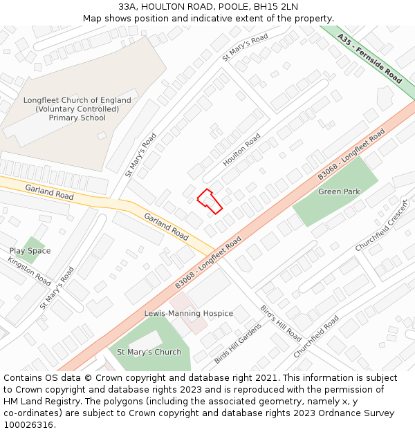 33A, HOULTON ROAD, POOLE, BH15 2LN: Location map and indicative extent of plot