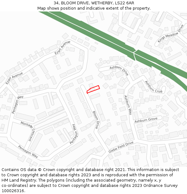 34, BLOOM DRIVE, WETHERBY, LS22 6AR: Location map and indicative extent of plot