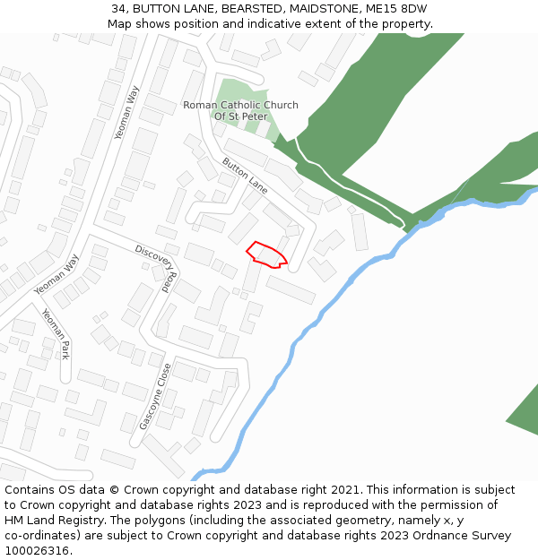 34, BUTTON LANE, BEARSTED, MAIDSTONE, ME15 8DW: Location map and indicative extent of plot