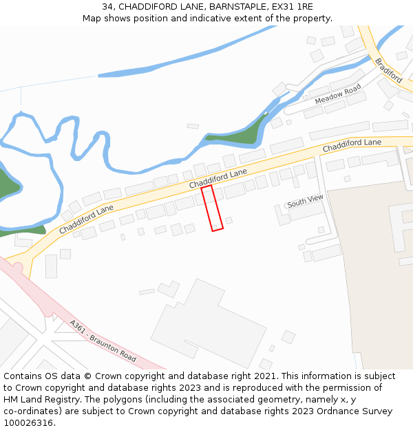 34, CHADDIFORD LANE, BARNSTAPLE, EX31 1RE: Location map and indicative extent of plot