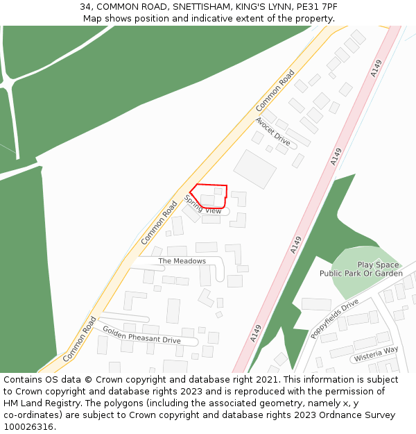 34, COMMON ROAD, SNETTISHAM, KING'S LYNN, PE31 7PF: Location map and indicative extent of plot
