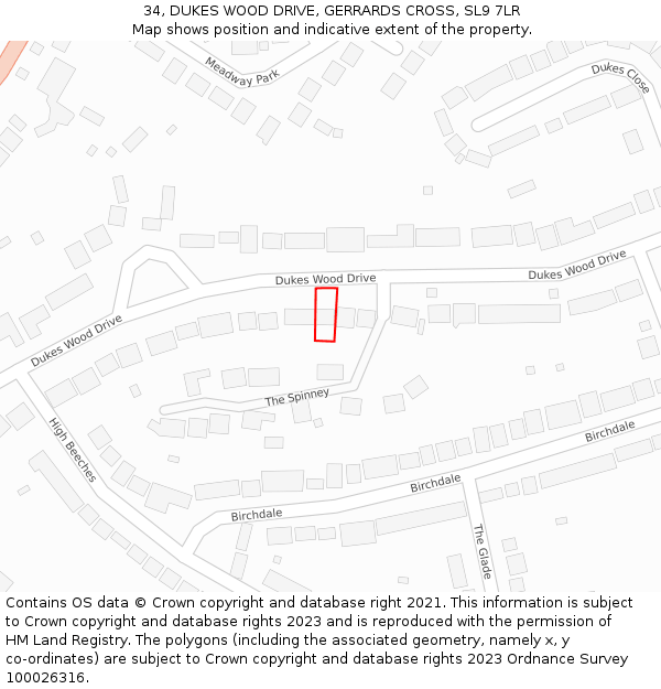 34, DUKES WOOD DRIVE, GERRARDS CROSS, SL9 7LR: Location map and indicative extent of plot