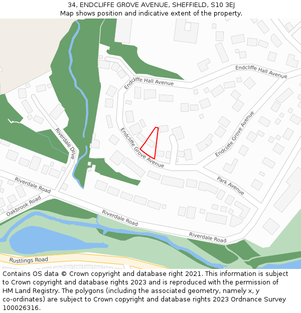 34, ENDCLIFFE GROVE AVENUE, SHEFFIELD, S10 3EJ: Location map and indicative extent of plot