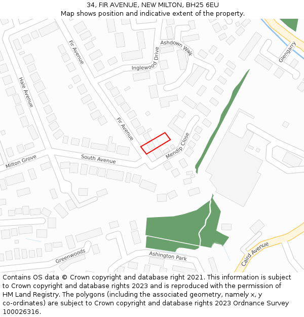 34, FIR AVENUE, NEW MILTON, BH25 6EU: Location map and indicative extent of plot