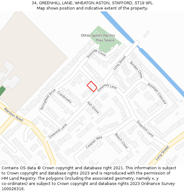 34, GREENHILL LANE, WHEATON ASTON, STAFFORD, ST19 9PL: Location map and indicative extent of plot
