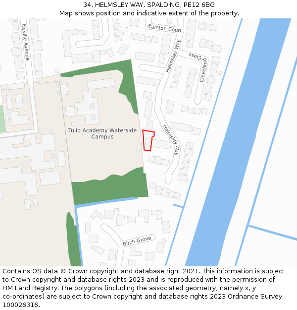34, HELMSLEY WAY, SPALDING, PE12 6BG: Location map and indicative extent of plot