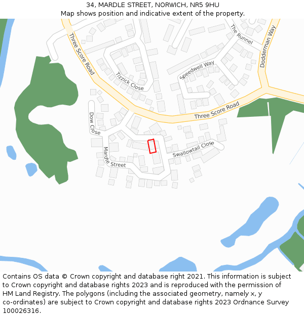 34, MARDLE STREET, NORWICH, NR5 9HU: Location map and indicative extent of plot