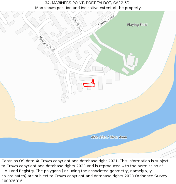 34, MARINERS POINT, PORT TALBOT, SA12 6DL: Location map and indicative extent of plot