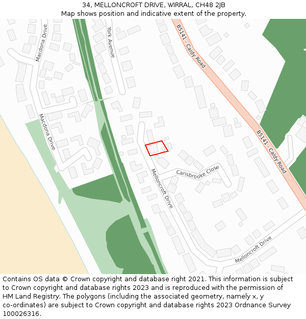 34, MELLONCROFT DRIVE, WIRRAL, CH48 2JB: Location map and indicative extent of plot
