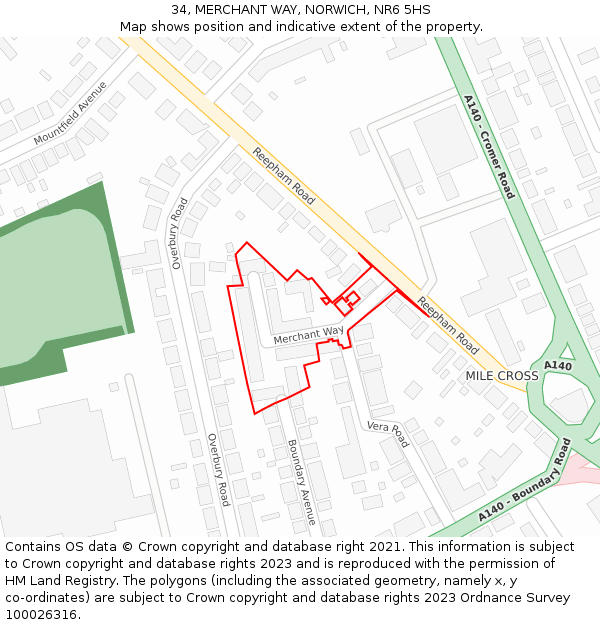 34, MERCHANT WAY, NORWICH, NR6 5HS: Location map and indicative extent of plot