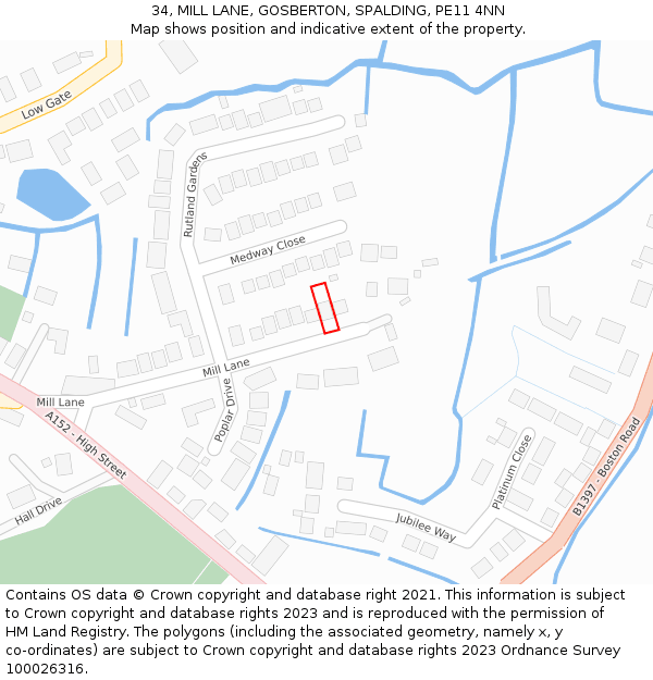 34, MILL LANE, GOSBERTON, SPALDING, PE11 4NN: Location map and indicative extent of plot