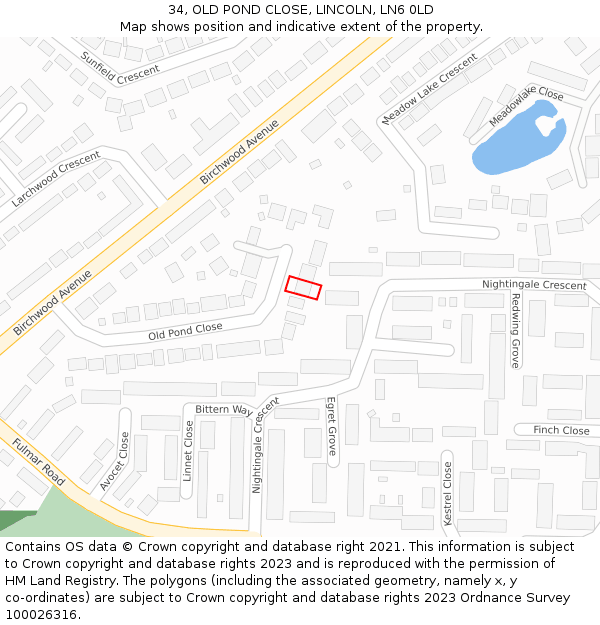 34, OLD POND CLOSE, LINCOLN, LN6 0LD: Location map and indicative extent of plot