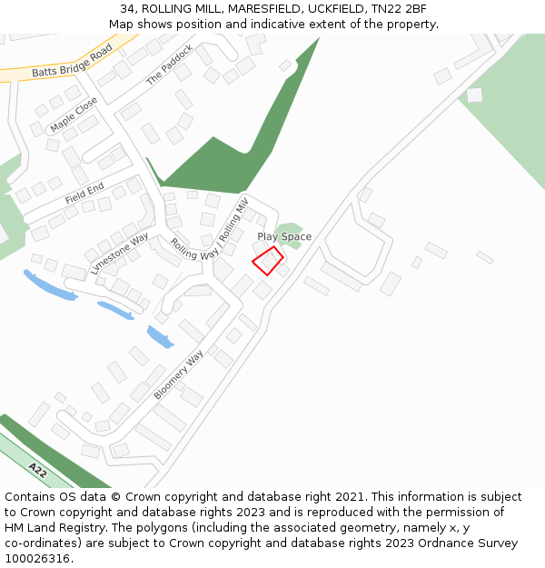 34, ROLLING MILL, MARESFIELD, UCKFIELD, TN22 2BF: Location map and indicative extent of plot