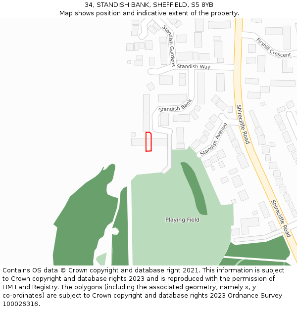 34, STANDISH BANK, SHEFFIELD, S5 8YB: Location map and indicative extent of plot