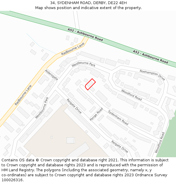 34, SYDENHAM ROAD, DERBY, DE22 4EH: Location map and indicative extent of plot