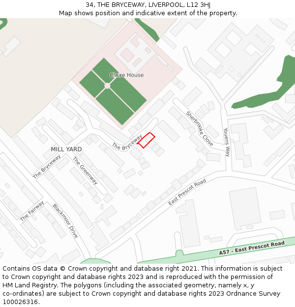 34, THE BRYCEWAY, LIVERPOOL, L12 3HJ: Location map and indicative extent of plot
