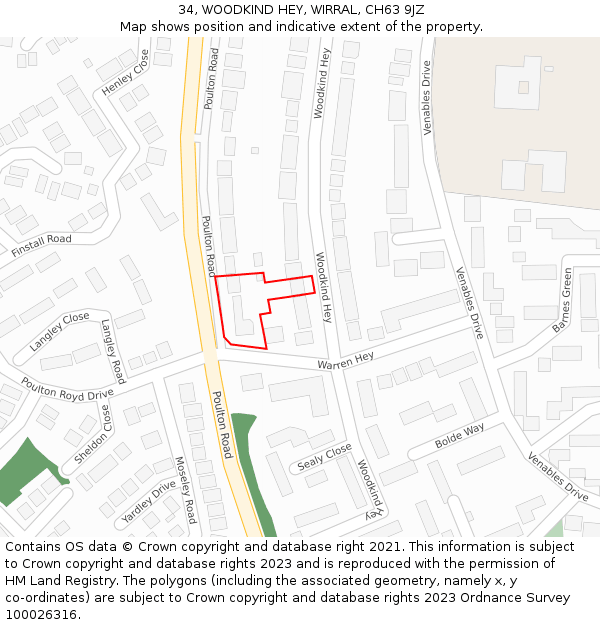 34, WOODKIND HEY, WIRRAL, CH63 9JZ: Location map and indicative extent of plot