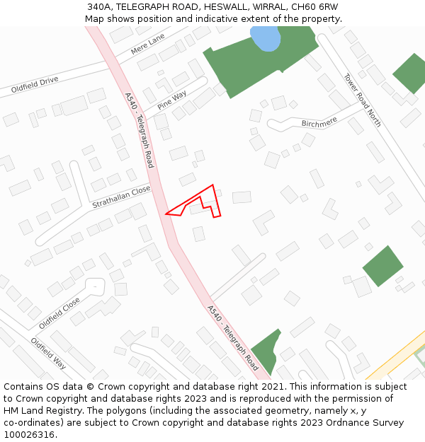 340A, TELEGRAPH ROAD, HESWALL, WIRRAL, CH60 6RW: Location map and indicative extent of plot