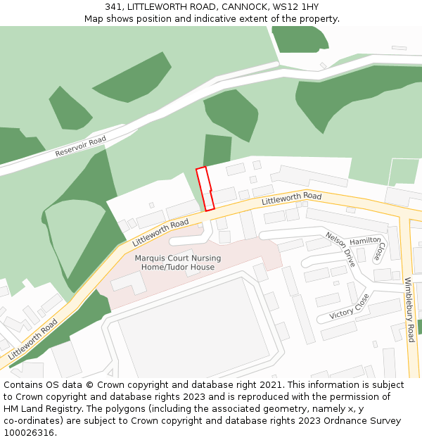 341, LITTLEWORTH ROAD, CANNOCK, WS12 1HY: Location map and indicative extent of plot
