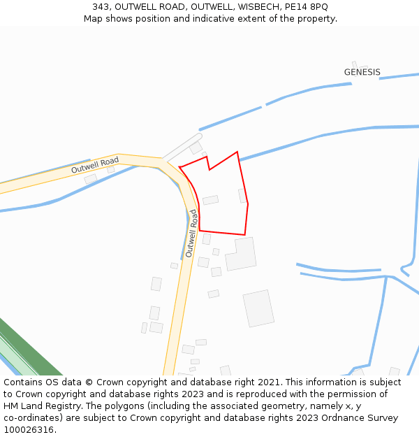 343, OUTWELL ROAD, OUTWELL, WISBECH, PE14 8PQ: Location map and indicative extent of plot