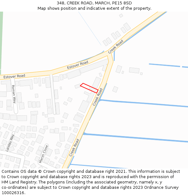 348, CREEK ROAD, MARCH, PE15 8SD: Location map and indicative extent of plot
