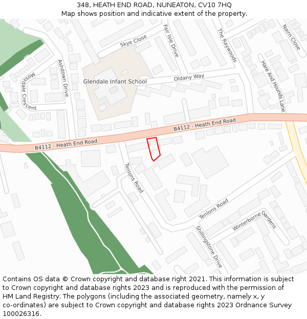 348, HEATH END ROAD, NUNEATON, CV10 7HQ: Location map and indicative extent of plot