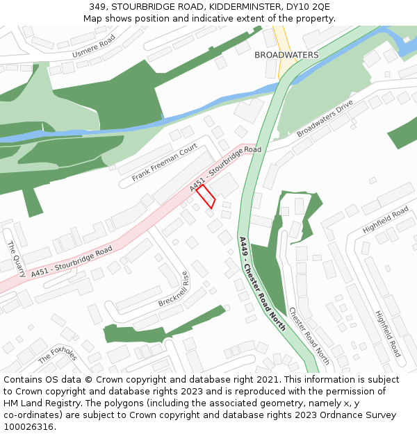 349, STOURBRIDGE ROAD, KIDDERMINSTER, DY10 2QE: Location map and indicative extent of plot