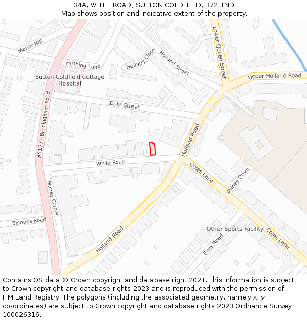 34A, WHILE ROAD, SUTTON COLDFIELD, B72 1ND: Location map and indicative extent of plot