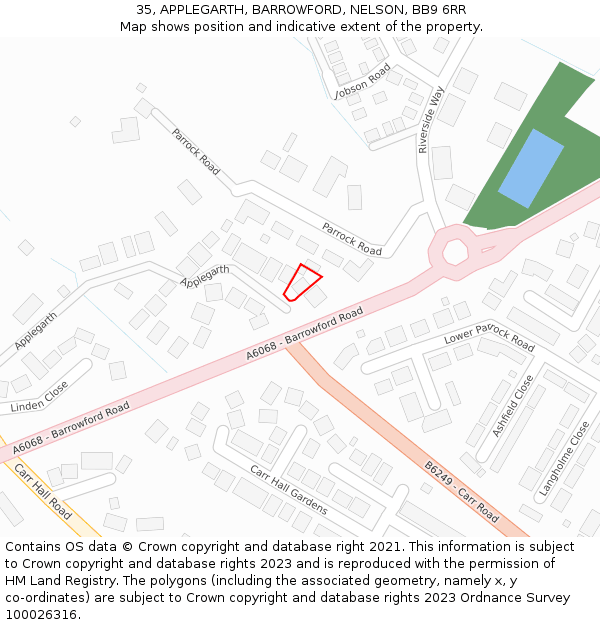 35, APPLEGARTH, BARROWFORD, NELSON, BB9 6RR: Location map and indicative extent of plot
