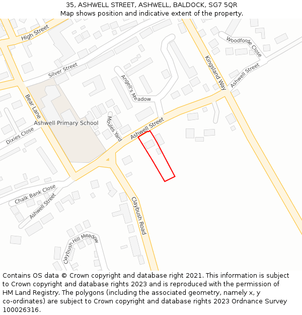 35, ASHWELL STREET, ASHWELL, BALDOCK, SG7 5QR: Location map and indicative extent of plot