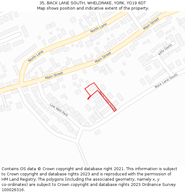 35, BACK LANE SOUTH, WHELDRAKE, YORK, YO19 6DT: Location map and indicative extent of plot