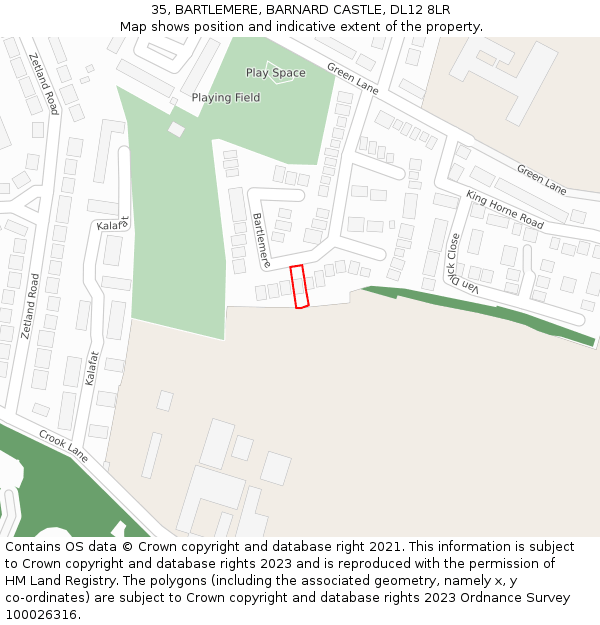 35, BARTLEMERE, BARNARD CASTLE, DL12 8LR: Location map and indicative extent of plot