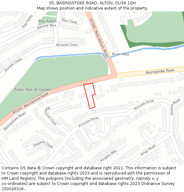 35, BASINGSTOKE ROAD, ALTON, GU34 1QH: Location map and indicative extent of plot