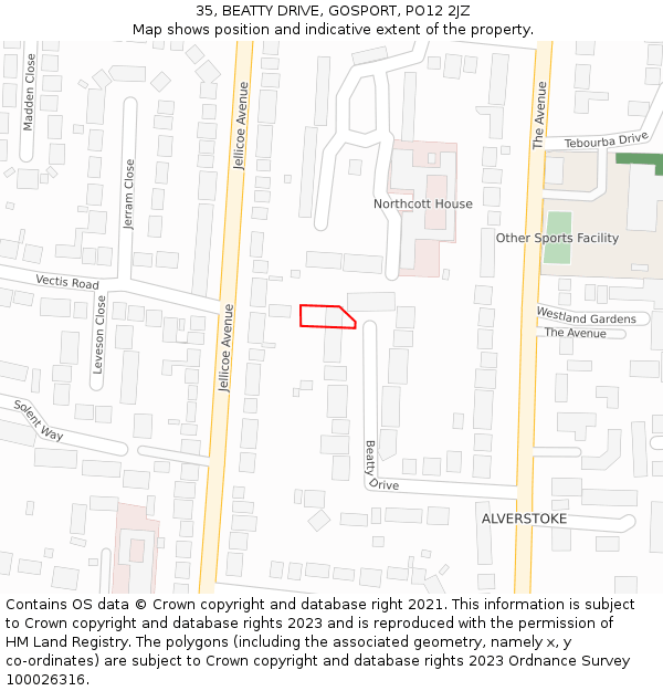 35, BEATTY DRIVE, GOSPORT, PO12 2JZ: Location map and indicative extent of plot